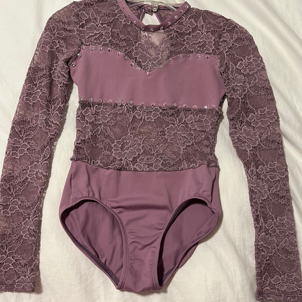Purple Rhinestoned leotard dance costume
